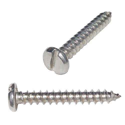 PTS81S #8 X 1" Pan Head, Slotted, Tapping Screw, Type A, 18-8 Stainless